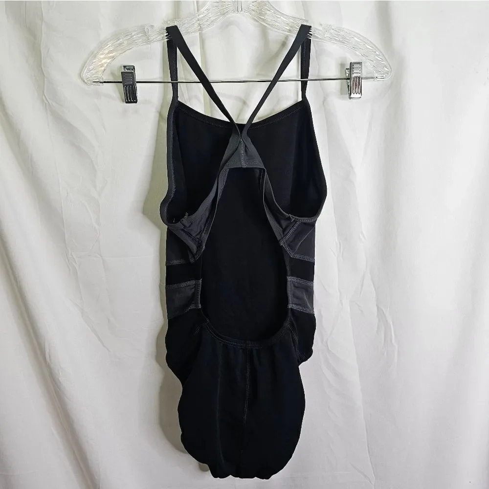Nike Hydrastrong Black Color Block Racerback One Piece Swimsuit Size 6